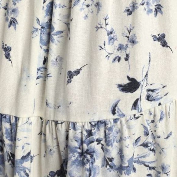 Mykonos Mood Ivory Floral Print Tie-Strap Tiered Midi Dress Lulus - Picture 4 of 4